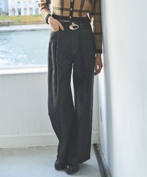 タックワイドデニムパンツ