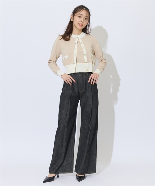 AND COUTURE(アンドクチュール)の「タックワイドデニムパンツ(デニムパンツ・レディース・ダークブルー/ブラック/ブルー・MEDIUM/SMALL)」の22枚目の写真