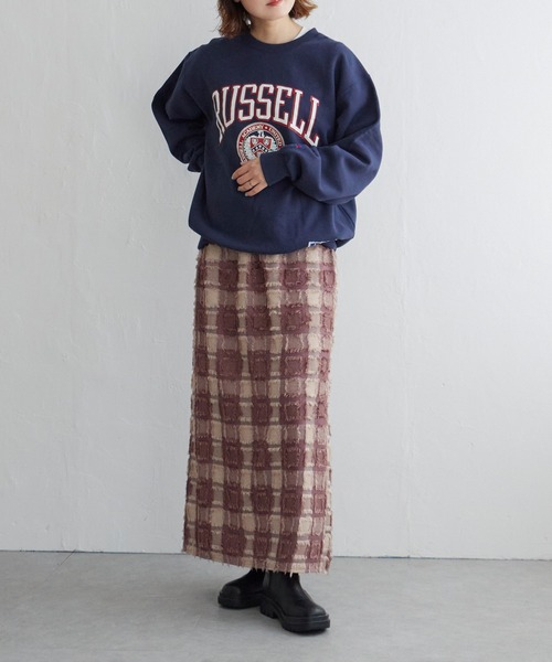 notch.(ノッチ)の「フリンジチェックスカート(スカート・レディース・ブラウン/ブラック・M/TM)」の5枚目の写真