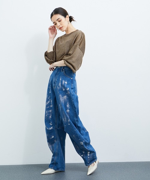 le cercle ADAM ET ROPE'(ルセルクルアダムエロペ)の「シアーオーバーニット(ニット/セーター・レディース・ダークブラウン/ブラック/ホワイト・FREE)」の9枚目の写真