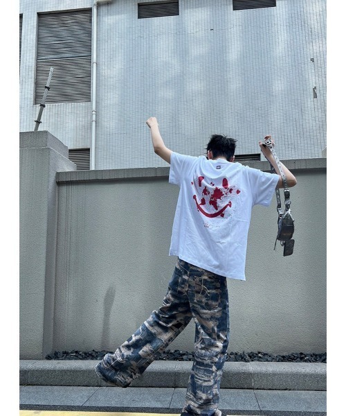 DEVICE（デバイス）の「トロンプルイユ柄 韓国 古着風 ダメージ ウォッシュ デニム エフェクト ワイド パンツ（デニムパンツ・レディース・ブルー・FREE）」の16枚目の写真