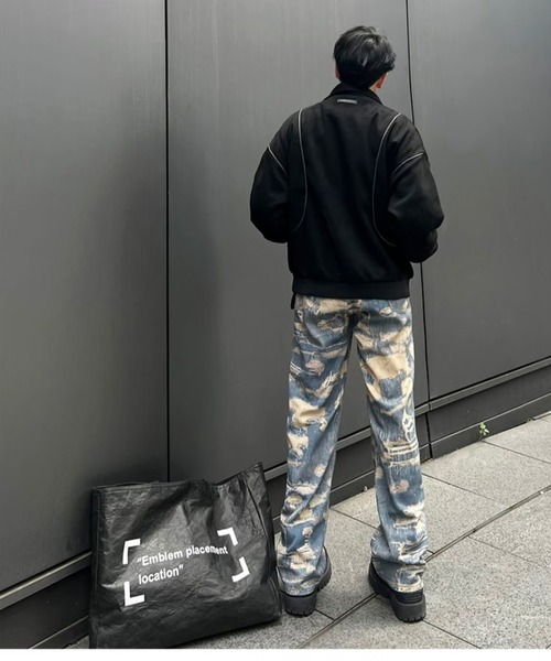 DEVICE（デバイス）の「トロンプルイユ柄 韓国 古着風 ダメージ ウォッシュ デニム エフェクト ワイド パンツ（デニムパンツ・レディース・ブルー・FREE）」の19枚目の写真