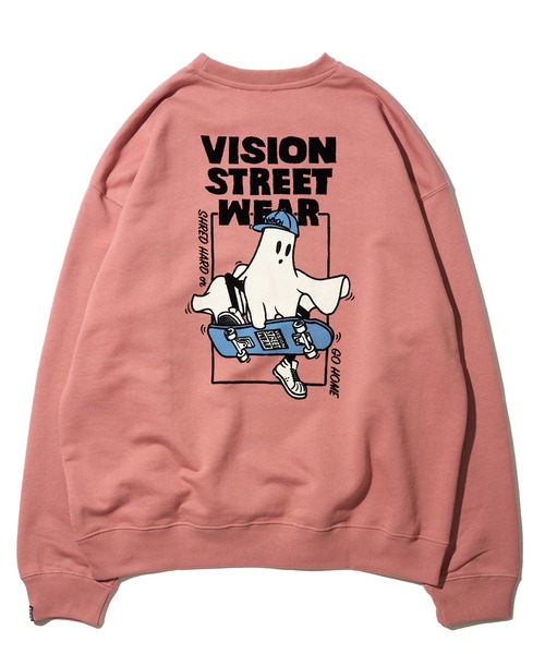 トレーナー スウェット 「VISION STREET WEAR」オリジナルグラフィック チェーン刺繍 ゴーストイラストスウェットトレーナー レディース セール】【VISION STREET WEAR】オリジナルグラフィック