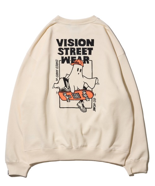 トレーナー スウェット 「VISION STREET WEAR」オリジナルグラフィック ゴーストイラストスウェットトレーナー レディース メンズ VISION STREET WEAR トレーナー スウェット 「VISION WEAR