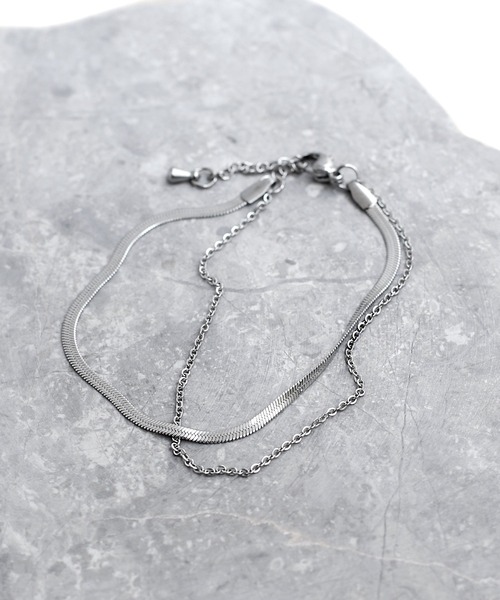 ANEMONE（アネモネ）の「【ステンレス】スネーク×チェーンブレスレット（ブレスレット・レディース・ゴールド/シルバー/ピンクゴールド・FREE）」の2枚目の写真