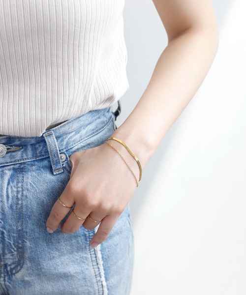 ANEMONE（アネモネ）の「【ステンレス】スネーク×チェーンブレスレット（ブレスレット・レディース・ゴールド/シルバー/ピンクゴールド・FREE）」の3枚目の写真