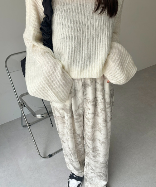 Ada.（エイダ）の「ニュアンス 水彩タッチデザイン イージーワイドパンツ（その他パンツ・レディース・ホワイト/ブラック・FREE）」の6枚目の写真