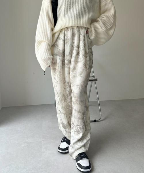 Ada.（エイダ）の「ニュアンス 水彩タッチデザイン イージーワイドパンツ（その他パンツ・レディース・ホワイト/ブラック・FREE）」の4枚目の写真
