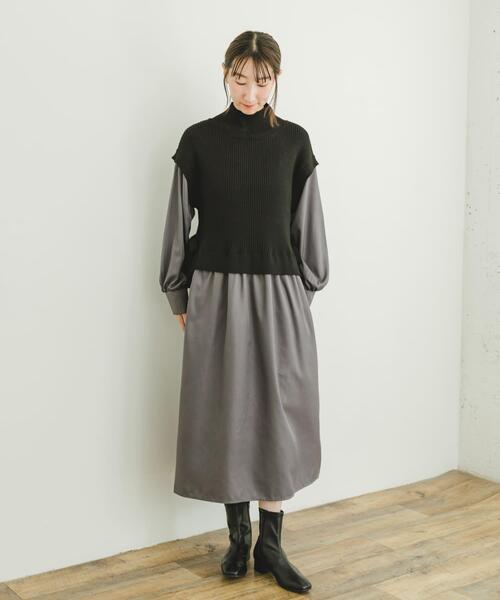 セール】ニットベストドッキングワンピース（ワンピース）｜ITEMS