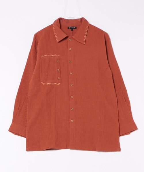 チャイハネ（チャイハネ）の「【チャイハネ】シェパベMEN'Sシャツ S（シャツ/ブラウス・メンズ・オレンジ/ブラック/ホワイト/ベージュ・S）」の4枚目の写真