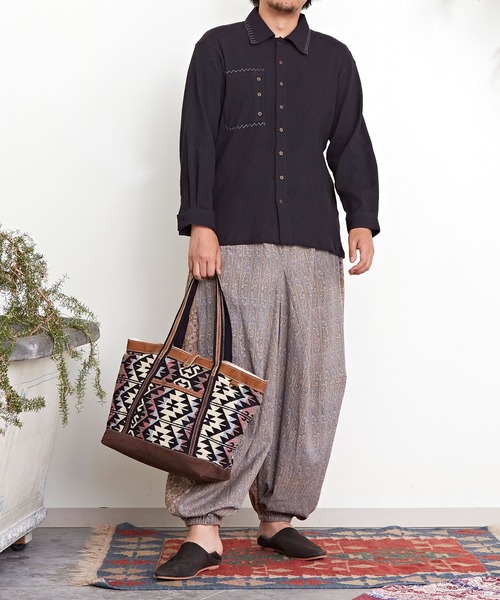 チャイハネ（チャイハネ）の「【チャイハネ】シェパベMEN'Sシャツ S（シャツ/ブラウス・メンズ・オレンジ/ブラック/ホワイト/ベージュ・S）」の18枚目の写真