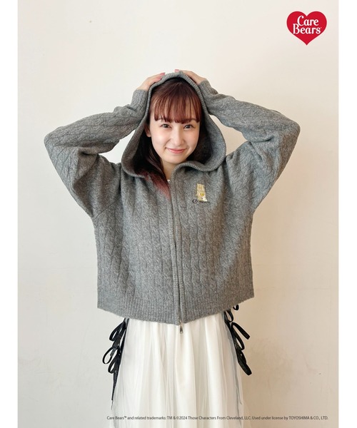 ニット セーター 「Care Bearsコラボ」CABLE ZIP HOODIE KNIT/ケーブルジップフーディーニット レディース CALNAMUR ニット セーター 「Care Bearsコラボ」CABLE ZIP
