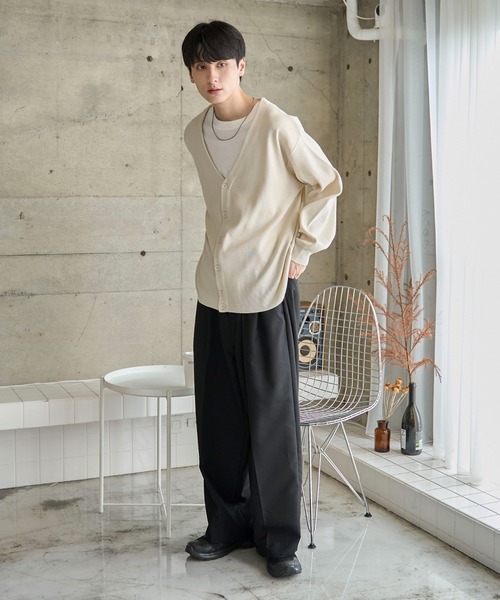 WEGO（ウィゴー）の「WEGO/ミラノリブカーディガン（カーディガン/ボレロ・メンズ・ブラック/ホワイト/グレー/ダークオレンジ・SMALL/MEDIUM/LARGE）」の5枚目の写真