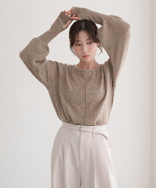 raffime（ラフィミー）の「【Raffime】袖ボリュームシアーニットプルオーバー（ニット/セーター・レディース・ブルー/ベージュ系その他/ピンク系その他/ベージュ系その他2/イエロー/アイボリー/ライトブラウン/クリーム・フリー）」の17枚目の写真