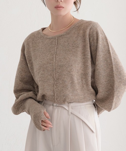 raffime（ラフィミー）の「【Raffime】袖ボリュームシアーニットプルオーバー（ニット/セーター・レディース・ブルー/ベージュ系その他/ピンク系その他/ベージュ系その他2/イエロー/アイボリー/ライトブラウン/クリーム・フリー）」の16枚目の写真