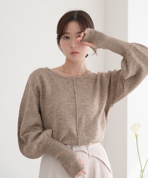 raffime（ラフィミー）の「【Raffime】袖ボリュームシアーニットプルオーバー（ニット/セーター・レディース・ブルー/ベージュ系その他/ピンク系その他/ベージュ系その他2/イエロー/アイボリー/ライトブラウン/クリーム・フリー）」の15枚目の写真