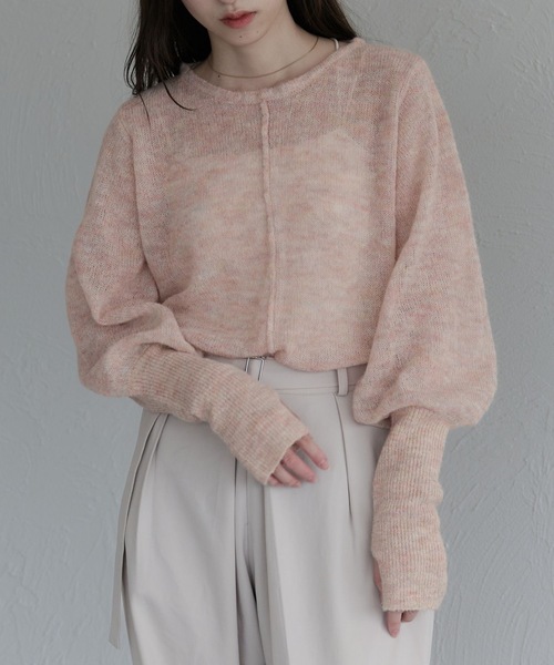 raffime（ラフィミー）の「【Raffime】袖ボリュームシアーニットプルオーバー（ニット/セーター・レディース・ブルー/ベージュ系その他/ピンク系その他/ベージュ系その他2/イエロー/アイボリー/ライトブラウン/クリーム・フリー）」の14枚目の写真