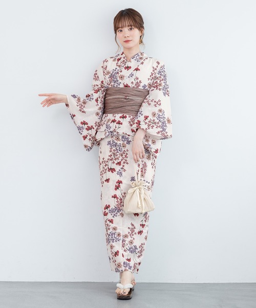 floroセパレート浴衣3点セット （上着＋巻スカート＋帯）（浴衣