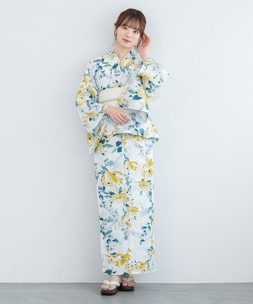 floroセパレート浴衣3点セット （上着＋巻スカート＋帯）（浴衣