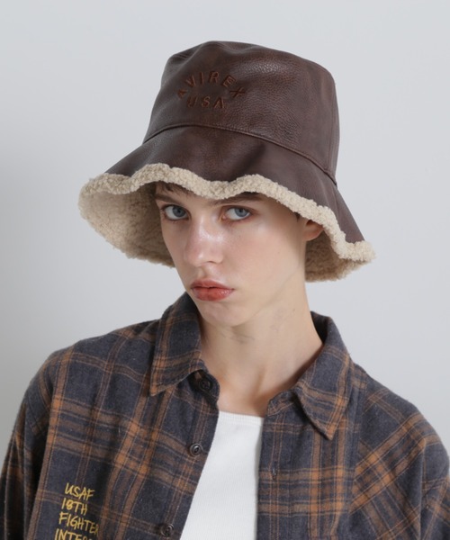 《直営店限定》REVERSIBLE FAKE LEATHER HAT/リバーシブルフェイクレザーハット（ハット）｜AVIREX（アヴィレックス）