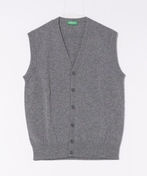 BENETTON (UNITED COLORS OF BENETTON)(ベネトンユナイテッドカラーズオブベネトン)の「ウール100%フロントボタン付き無地ニットベスト(ベスト・メンズ・ネイビー/ダークブラウン/グレー・LARGE/SMALL/MEDIUM)」の21枚目の写真