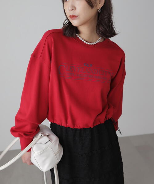 FREE'S MART(フリーズマート)の「◆裾ドロストスウェット(Tシャツ/カットソー・レディース・ホワイト/レッド/ブラック・FREE)」の3枚目の写真