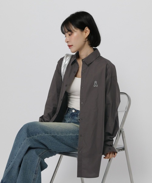 ブラウス シャツ 「UNISEX」ALAND／Aロゴワッペンロングスリーブシャツ レディース メンズ Steven Alan＞ウール ジャージー ロングスリーブ Tシャツ（T