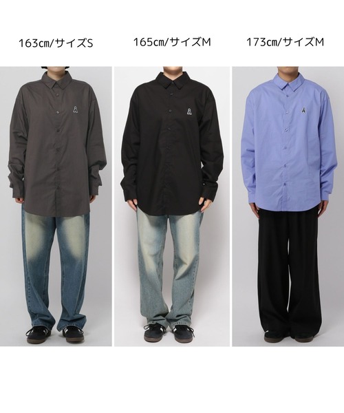 ブラウス シャツ 「UNISEX」ALAND／Aロゴワッペンロングスリーブシャツ レディース メンズ UNISEX】ALAND／Aロゴワッペンロングスリーブシャツ（シャツ
