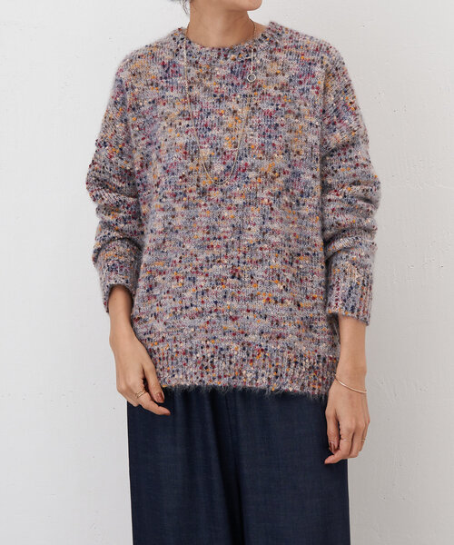 BEARDSLEY（ビアズリー）の「カラーネップニット（ニット/セーター・レディース・ベージュ/ネイビー/イエロー・FREE）」の10枚目の写真