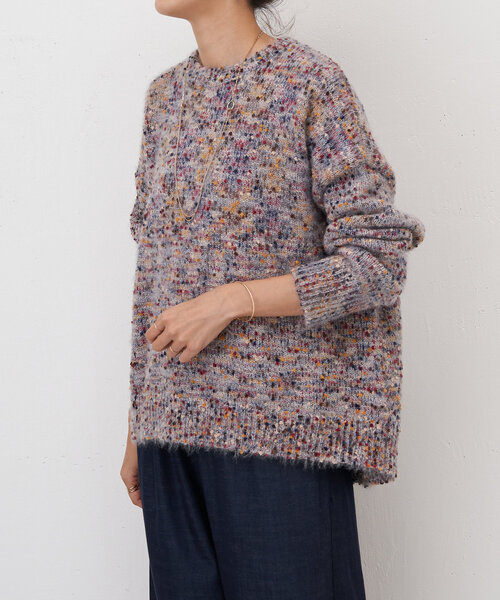 BEARDSLEY（ビアズリー）の「カラーネップニット（ニット/セーター・レディース・ベージュ/ネイビー/イエロー・FREE）」の11枚目の写真