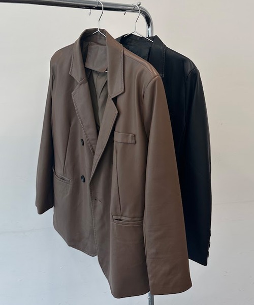 solleim（ソルレム）の「レザーオーバーサイズテーラードジャケット（テーラードジャケット・レディース・ブラック/モカ・M）」の8枚目の写真