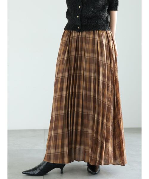 【セール】プリーツチェックロングスカート（スカート）｜Te chichi（テチチ）