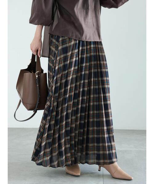 Te chichi（テチチ）の「プリーツチェックロングスカート（スカート・レディース・ブラック/ブラウン/ネイビー・F）」の4枚目の写真