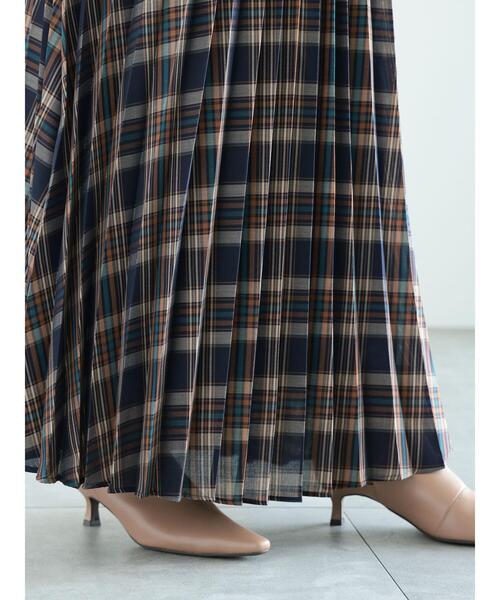 Te chichi（テチチ）の「プリーツチェックロングスカート（スカート・レディース・ブラック/ブラウン/ネイビー・F）」の8枚目の写真
