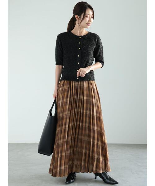 Te chichi（テチチ）の「プリーツチェックロングスカート（スカート・レディース・ブラック/ブラウン/ネイビー・F）」の10枚目の写真