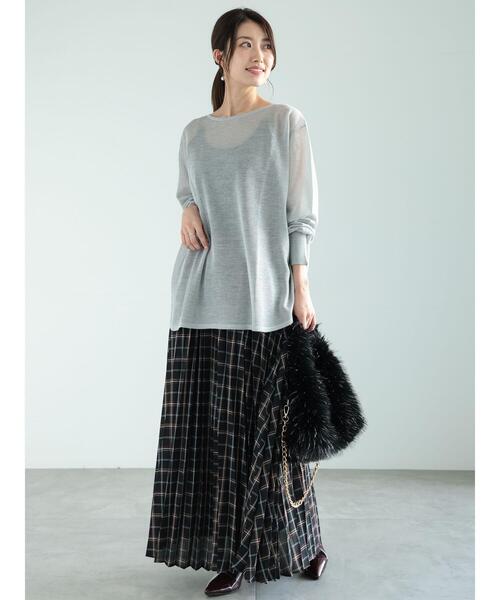 Te chichi（テチチ）の「プリーツチェックロングスカート（スカート・レディース・ブラック/ブラウン/ネイビー・F）」の13枚目の写真