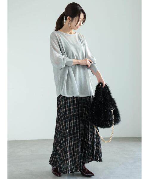 Te chichi（テチチ）の「プリーツチェックロングスカート（スカート・レディース・ブラック/ブラウン/ネイビー・F）」の14枚目の写真