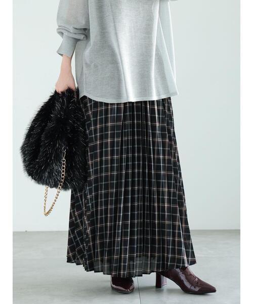 Te chichi（テチチ）の「プリーツチェックロングスカート（スカート・レディース・ブラック/ブラウン/ネイビー・F）」の15枚目の写真