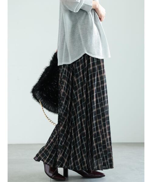 Te chichi（テチチ）の「プリーツチェックロングスカート（スカート・レディース・ブラック/ブラウン/ネイビー・F）」の17枚目の写真