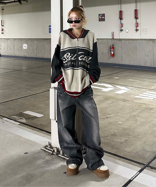 sedacle（セダクル）の「ジャガードジップニットパーカー（ニット/セーター・メンズ・チャコールグレー/ボルドー/ブラウン・LARGE/MEDIUM/SMALL）」の7枚目の写真