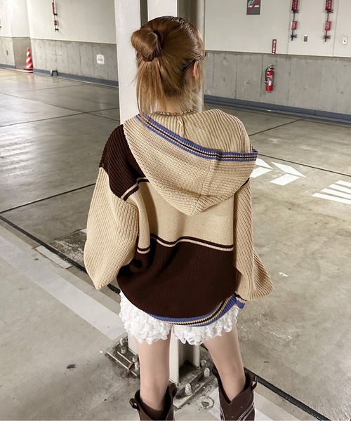 sedacle（セダクル）の「ジャガードジップニットパーカー（ニット/セーター・メンズ・チャコールグレー/ボルドー/ブラウン・LARGE/MEDIUM/SMALL）」の15枚目の写真