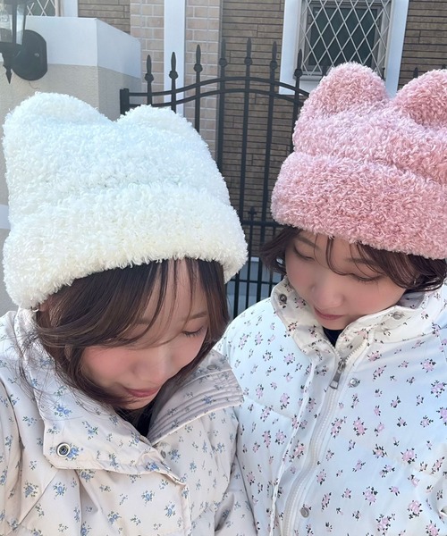 セール】もふもふ猫耳ニット帽（ニットキャップ/ビーニー