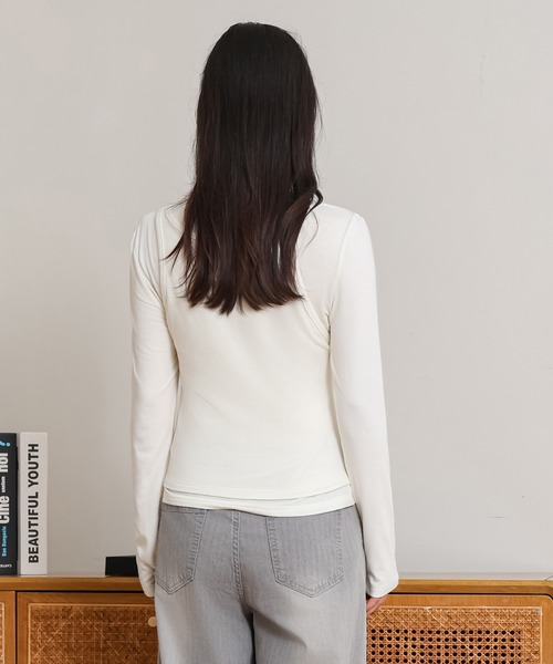 SUWDEE(スーディー)の「fake layered crew neck tops(その他トップス・レディース・グレー/ホワイト/ブラック・M)」の7枚目の写真