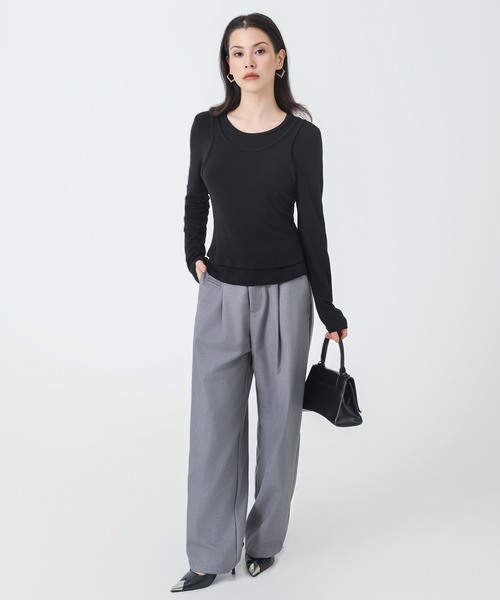 SUWDEE(スーディー)の「fake layered crew neck tops(その他トップス・レディース・グレー/ホワイト/ブラック・M)」の10枚目の写真