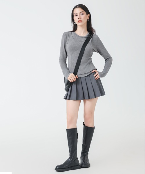 SUWDEE(スーディー)の「fake layered crew neck tops(その他トップス・レディース・グレー/ホワイト/ブラック・M)」の14枚目の写真
