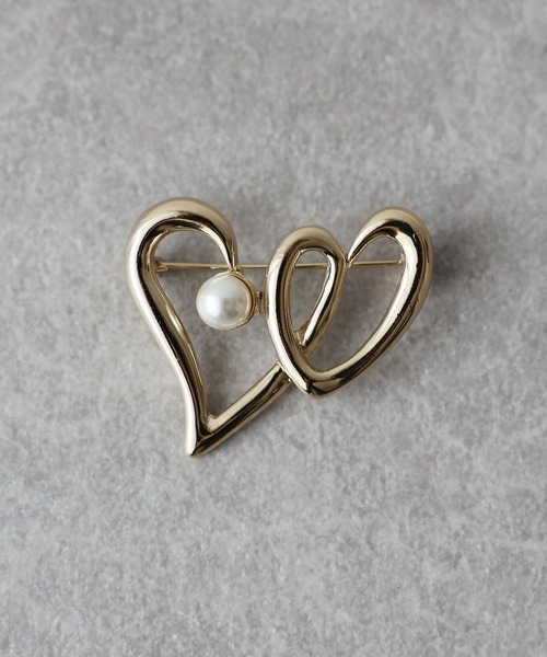 セール19日23時59分まで　サフィレットブローチ　ダブルハートモチーフ セール19日23時59分まで サフィレットブローチ ダブルハートモチーフ