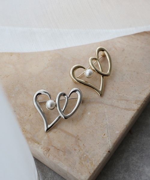 ダブルハートブローチ（ブローチ/コサージュ）｜BLUEEAST（ブルー