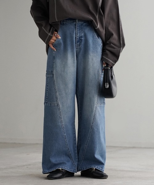 HUG.U(ハグユー)の「最強シルエット ストレッチデニムパンツ(デニムパンツ・レディース・ブルー系/ネイビー系/ワンウォッシュ・L/M/S/LL)」の7枚目の写真