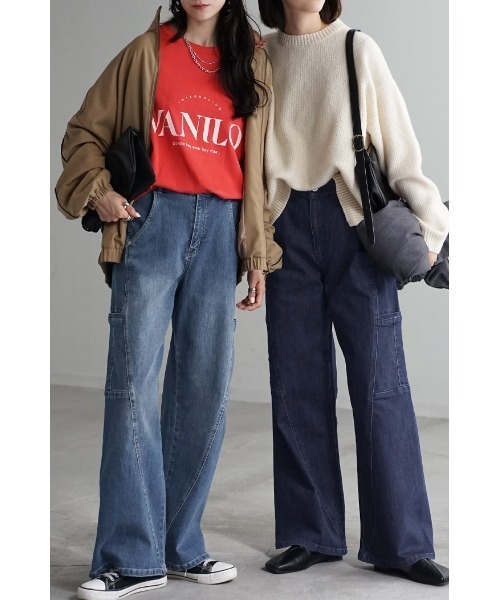 HUG.U(ハグユー)の「最強シルエット ストレッチデニムパンツ(デニムパンツ・レディース・ブルー系/ネイビー系/ワンウォッシュ・L/M/S/LL)」の4枚目の写真