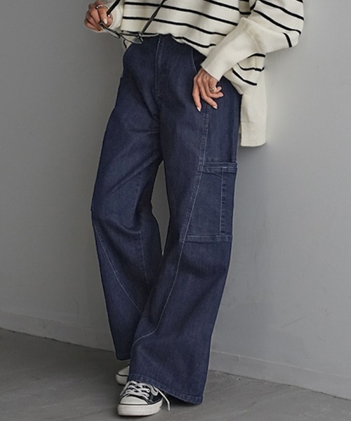 HUG.U(ハグユー)の「最強シルエット ストレッチデニムパンツ(デニムパンツ・レディース・ブルー系/ネイビー系/ワンウォッシュ・L/M/S/LL)」の10枚目の写真